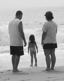 família na praia